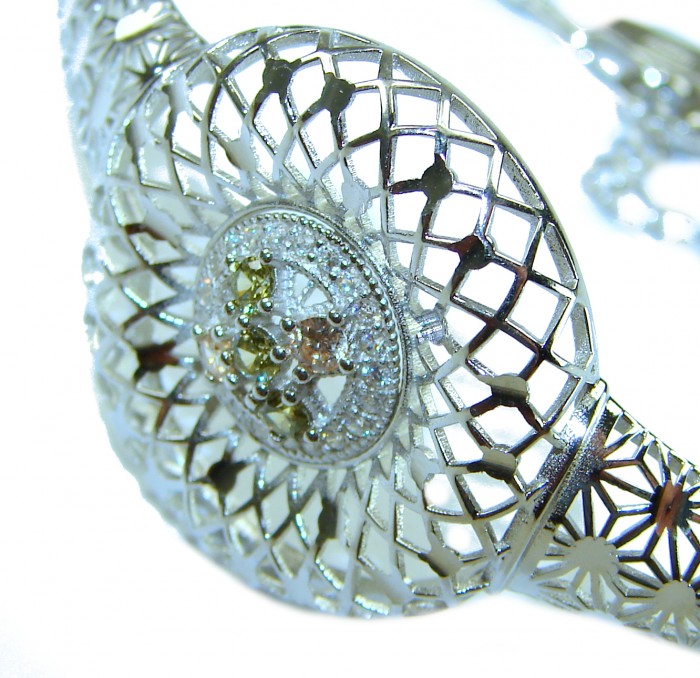 Casablanca - authentic 3.2 carat Tourmaline .925 Sterling Silver Bracelet - Close-up of Casablanca sterling tourmaline filigree bracelet detail