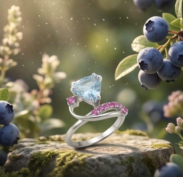 Natural 3.9 carat Green Amethys .925 Sterling Silver handmade Statement Ring size 7 - Side view of sterling silver ring with blue and pink gemstones.