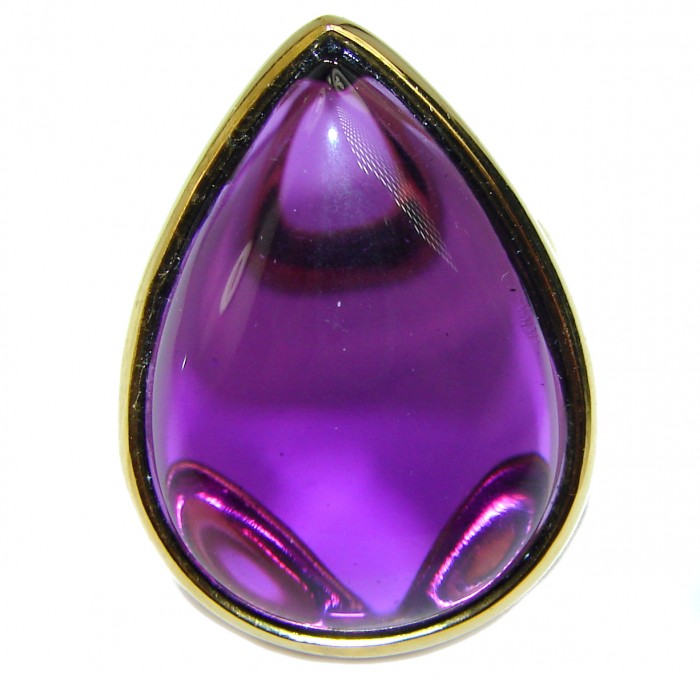 Spectacular Amethyst 14K Gold over .925 Sterling Silver Handcrafted Large Ring size 6 3/4 - photo 1