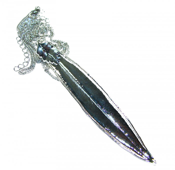 Stylish REAL Leaf dipped in & .925 Sterling Silver Pendant - photo 1