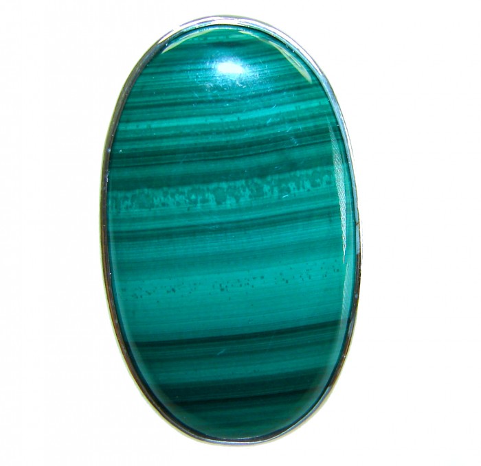 Green River 33.2 CARAT genuine Malachite from Utah .925 Sterling Silver handcrafted ring size 8 adjustable - Close-up of 33.2 carat genuine Malachite gemstone from Utah.