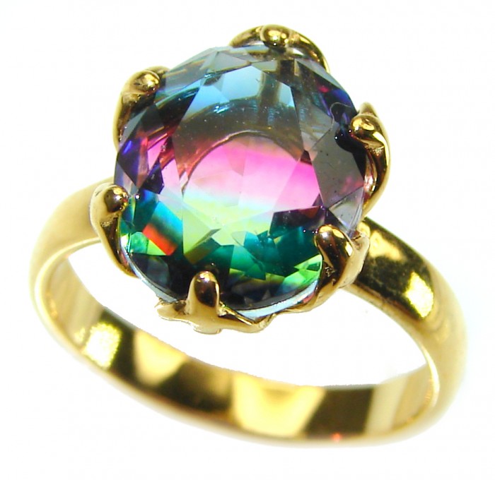 Brazilian Tourmaline 14K Gold over .925 Sterling Silver Perfectly handcrafted Ring s. 6 - photo 2