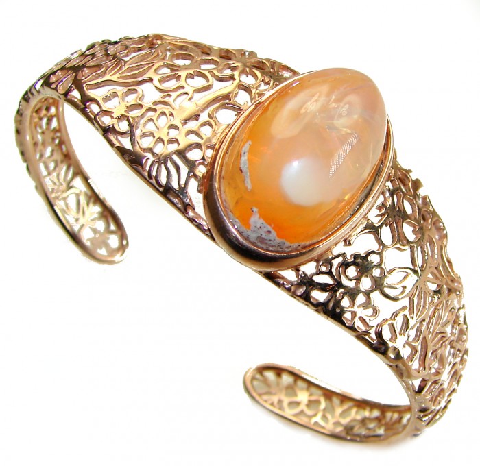 Authentic Mexican Opal handmade 14K Rose Gold over .925 Sterling Silver Bracelet / Cuff - photo 4