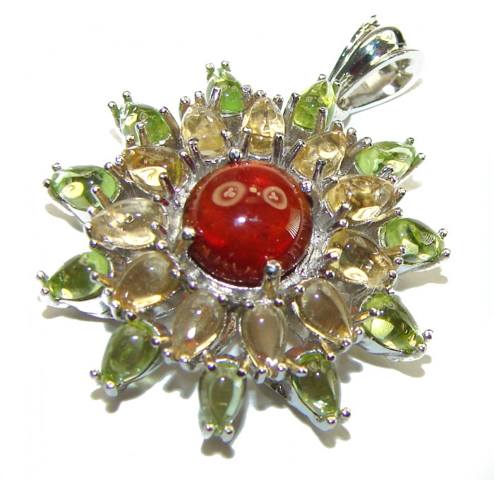 Carmen authentic 4.5 carat Garnet .925 Sterling Silver handcrafted pendant - photo 2