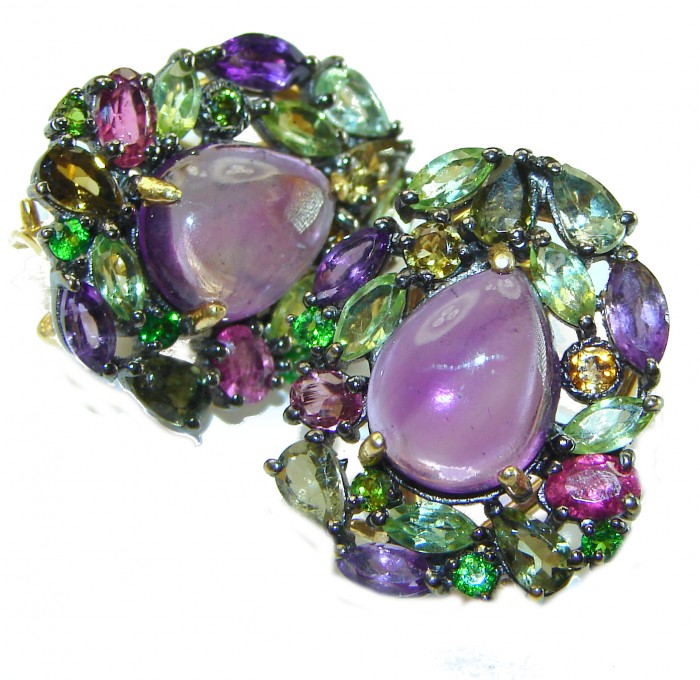 Abundance of Blessings 11.8 carat authentic Amethyst 14K Gold over .925 Sterling Silver handcrafted earrings - photo 4