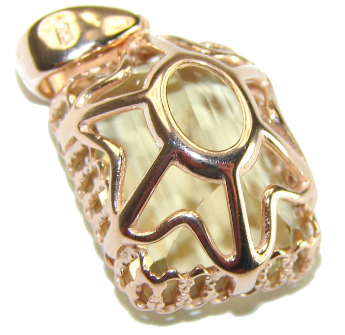 10.3 carat Lemon Quartz 14K Rose Gold over .925 Sterling Silver handcrafted pendant - photo 1
