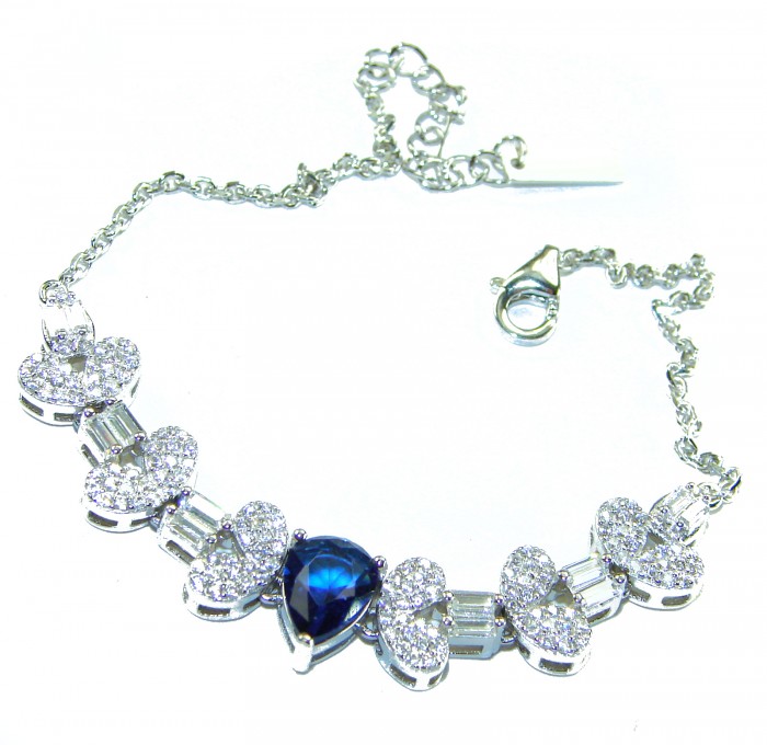 Art deco - Magnificent Jewel 6.5 carat Sapphire .925 Sterling Silver handcrafted incredible Bracelet - Art deco sapphire bracelet with sterling silver butterfly design