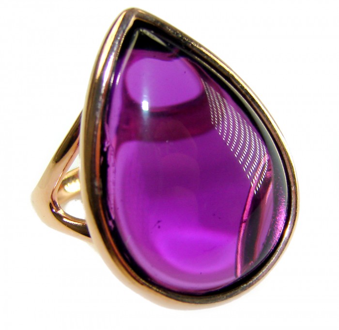 Purple Royalty 25.5 carat Amethyst .925 Sterling Silver dipped in 18K Gold over Handcrafted Ring size 8 1/4 - Close-up of Purple Royalty 25.5 carat Amethyst ring in sterling silver