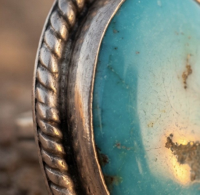 Great authentic Morenci Turquoise .925 Sterling Silver handcrafted Earrings - Stone close-up of Morenci Turquoise in .925 Sterling Silver setting.