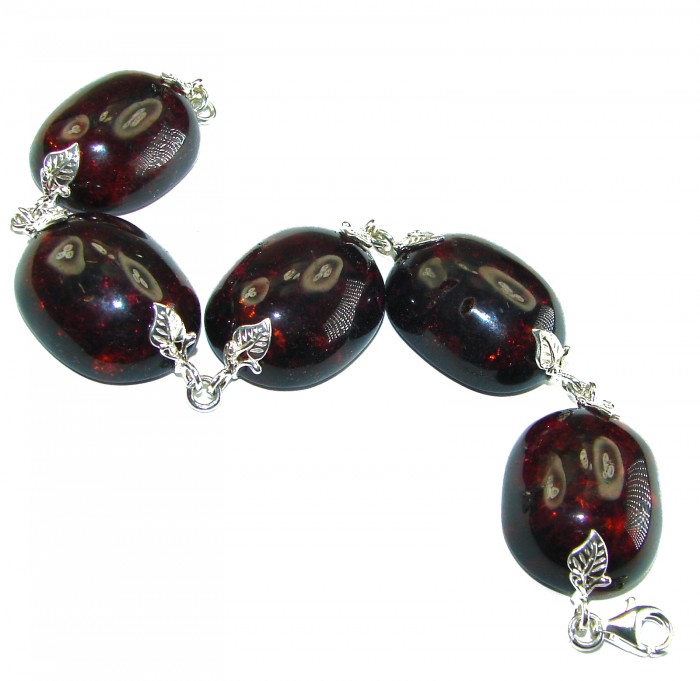 Cognac Color Beautiful Amber .925 Sterling Silver handcrafted Bracelet - photo 2