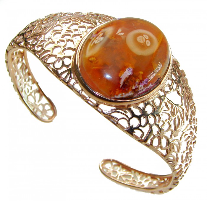 Authentic Mexican Opal handmade 14K Rose Gold over .925 Sterling Silver Bracelet / Cuff - photo 2