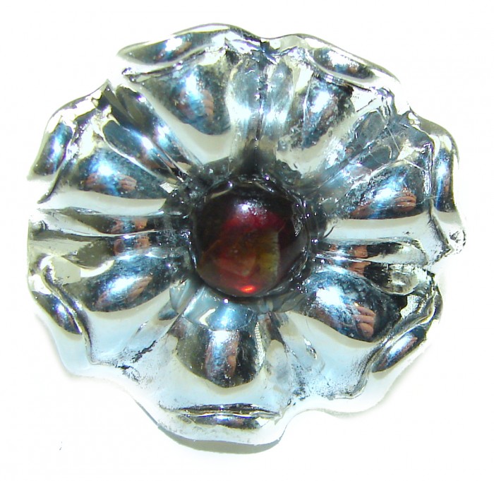 Genuine 4.1 carat Ammolite .925 Sterling Silver handmade Ring size 6 - photo 3