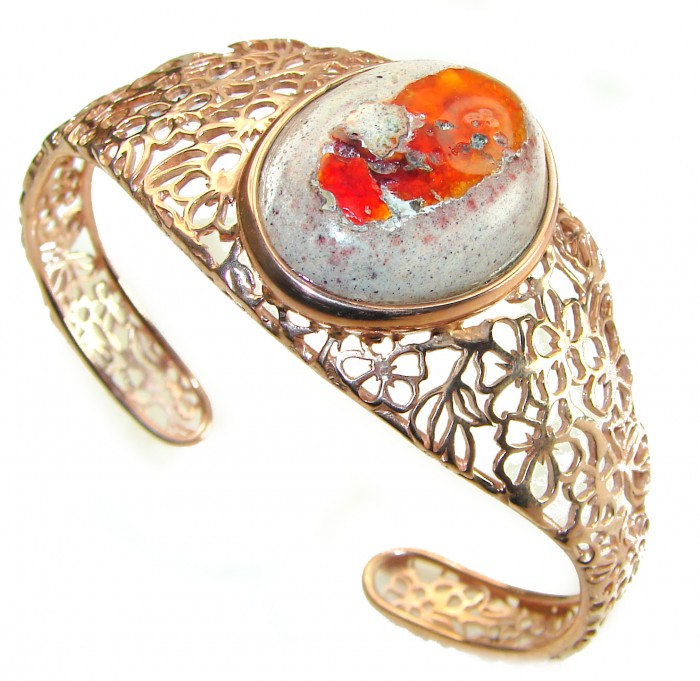 Dolce Vita Authentic 28.5 carat Mexican Opal handmade 14K Rose Gold over .925 Sterling Silver Bracelet / Cuff - photo 3