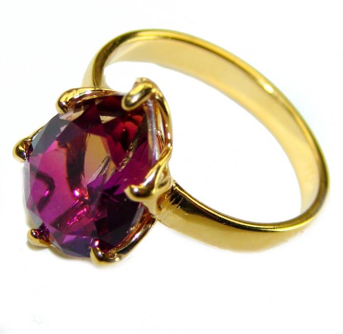 7.8 carat Brazilian Pink Tourmaline 14K Gold over .925 Sterling Silver Perfectly handcrafted Ring s. 8 1/4 - photo 1