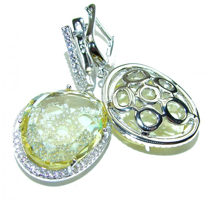 SunLight - Splendid 17.5 carat Citrine .925 Sterling Silver Handcrafted Earrings - photo 2