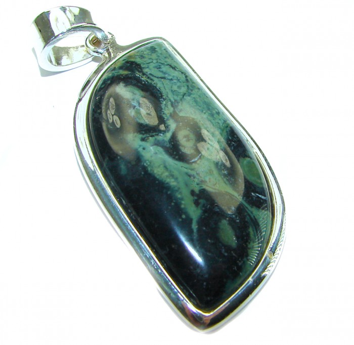 Huge natural best quality Rhyolite .925 Sterling Silver Pendant - photo 3