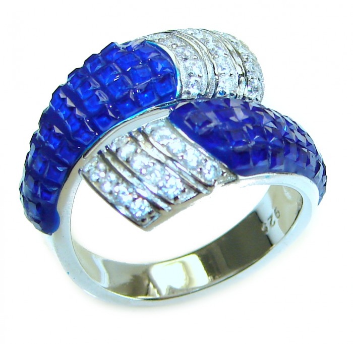 Luxurious Sapphire .925 Sterling Silver handcrafted Ring size 6 3/4 - photo 3