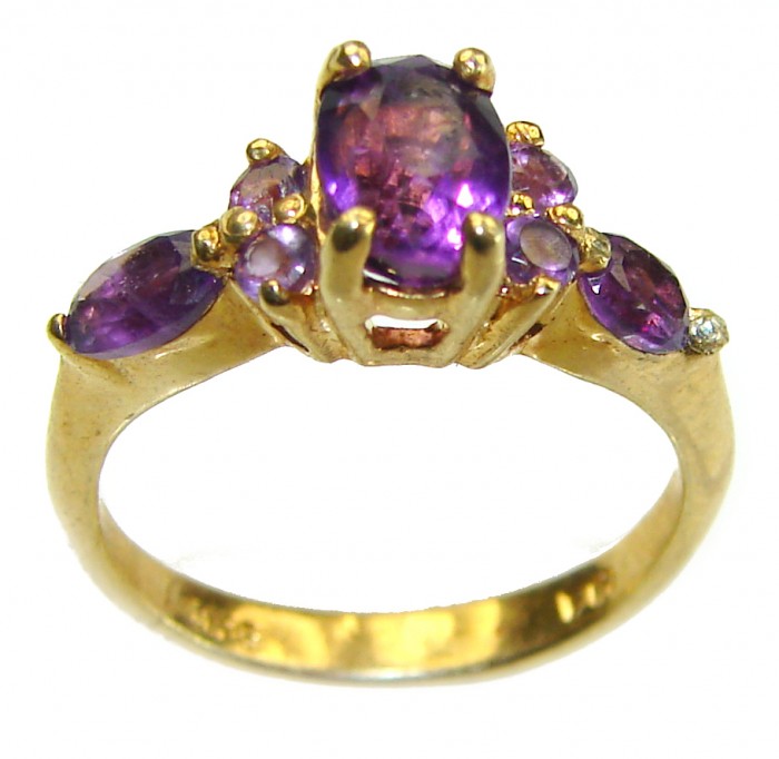 Stephani 1.2 carat African Amethyst 14K Gold over .925 Sterling Silver Handcrafted Ring size 5 3/4 - photo 2