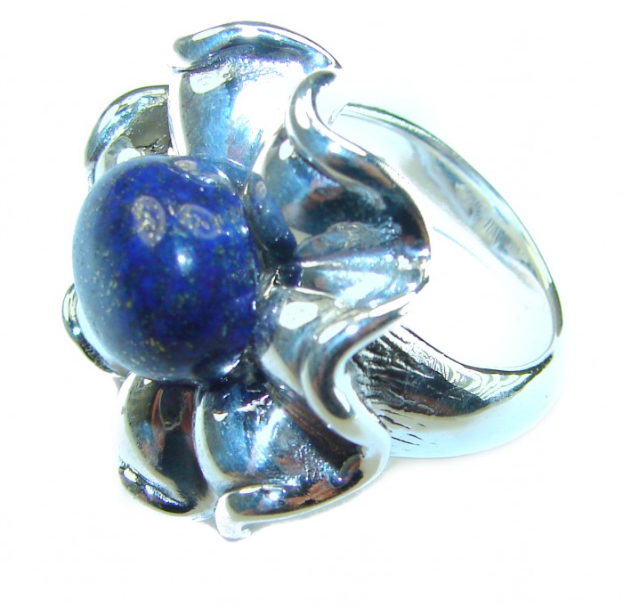 Authentic 6.5 carat LAPIS lazuli .925 Sterling Silver handcrafted Ring size 6 - photo 2