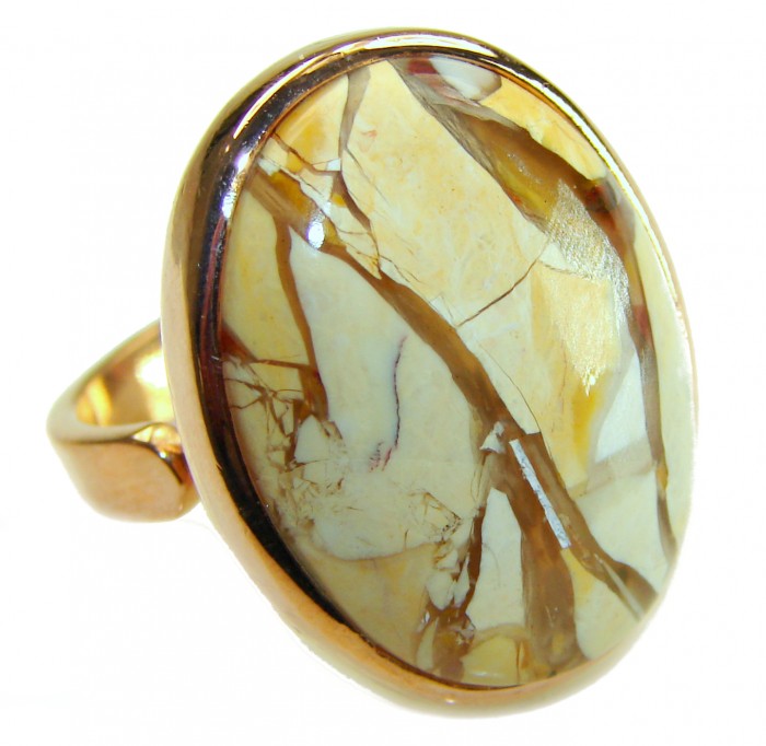 Flawless Australian Bracciated Mookaite .925 Sterling Silver Ring size 8 adjustable - Stone close-up of Australian Bracciated Mookaite .925 Sterling Silver ring