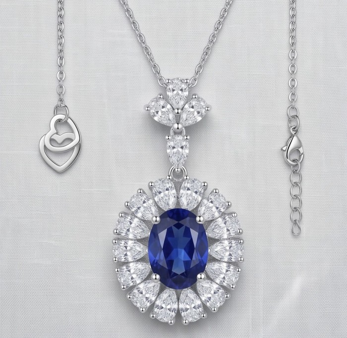 Atlantica Natural 8.7 carat African Tanzanite .925 Sterling Silver handcrafted Necklace - Detailed view of Atlantica Natural 8.7 carat Tanzanite necklace design