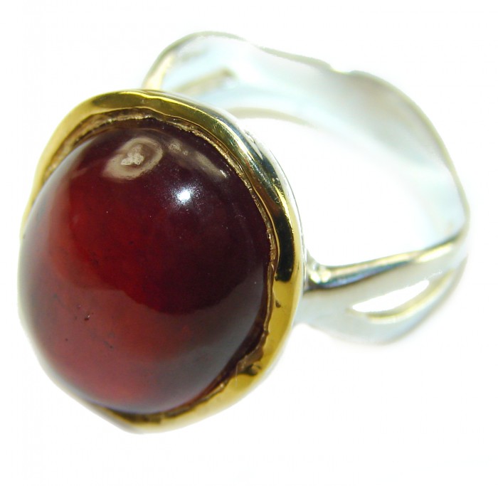 Blooming Red Authentic Hessonite Garnet .925 Sterling Silver handcrafted Ring size 8 - photo 1