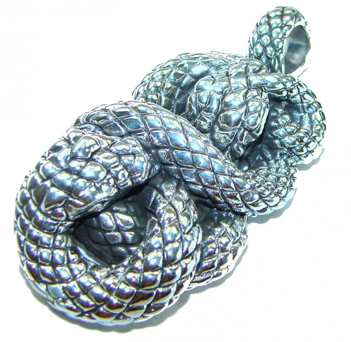 Boa Snake Marcasite .925 Sterling Silver Bali made Pendant - photo 2