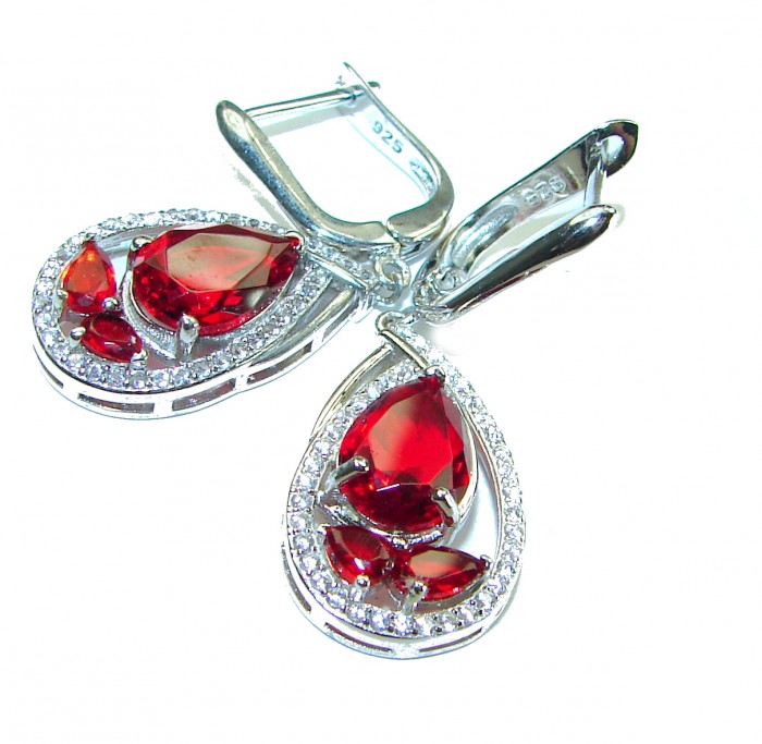 Timeless Treasure 12.5 carat Red Topaz .925 Sterling Silver handcrafted Earrings - photo 2