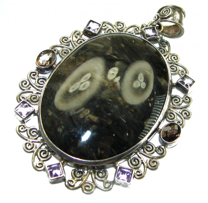 Genuine large Silky Black Pietersite .925 Sterling Silver handmade pendant - photo 3