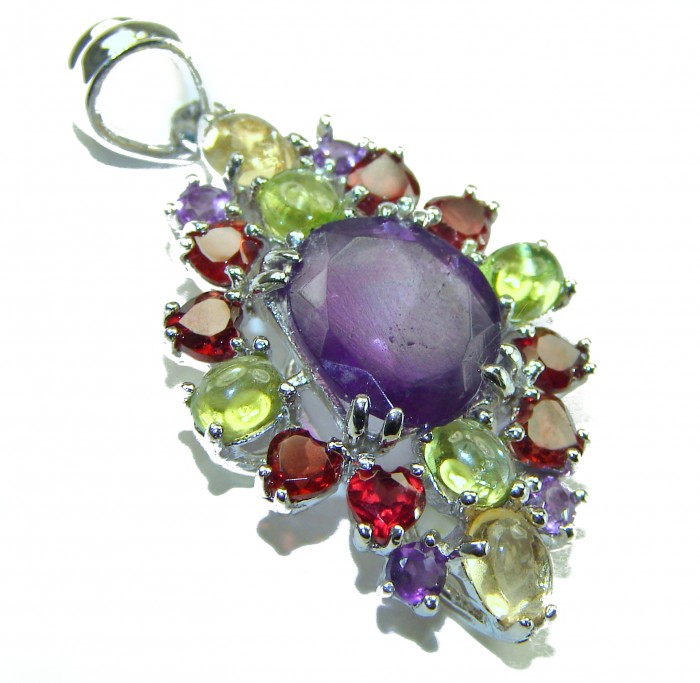 Vintage Design 11.6 carat Amethyst .925 Sterling Silver handcrafted Pendant - photo 1