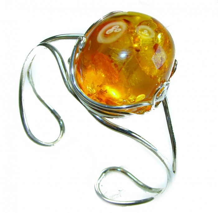 Classy Design Genuine the best QUALITY Baltic Amber .925 Sterling Silver handamde Bracelet / Cuff - photo 3