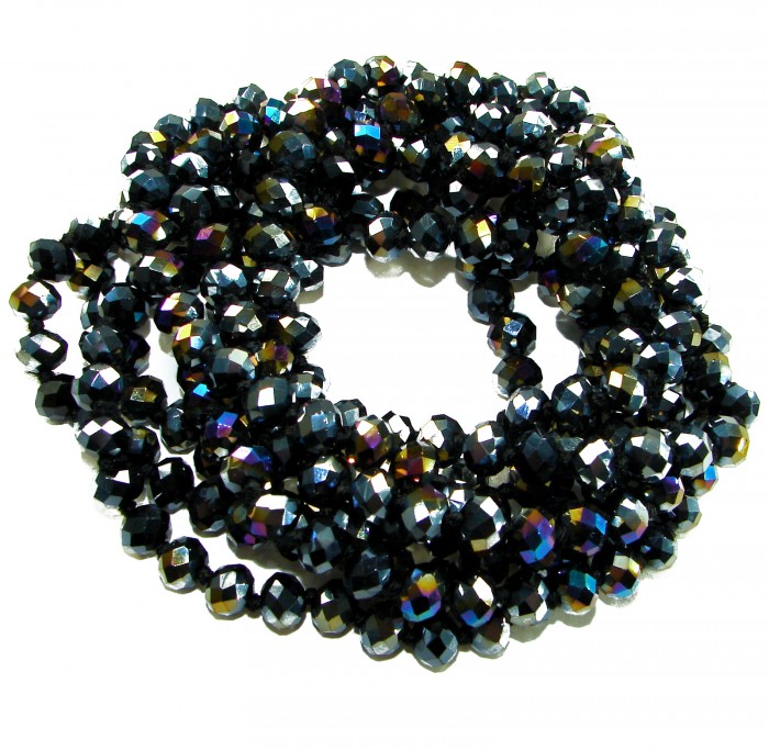 Bohemian Style Huge Genuine 80 inches Titanum Druzy handmade necklace - Bohemian style 80-inch titanium druzy beads, close-up view