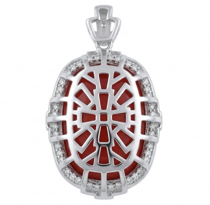 Vivid Energy 36.4 ctw Red Topaz .925 Sterling Silver handcrafted Statement Pendant - photo 4