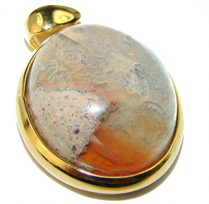 Bonfire Night Natural Mexican Fire Opal 14K Gold over .925 Sterling Silver handmade Pendant - photo 2