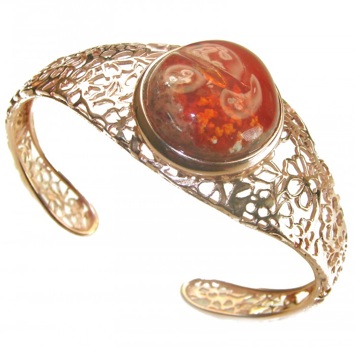Arizona Sunset Mexican Opal handmade 14K Rose Gold over .925 Sterling Silver Bracelet / Cuff - photo 4