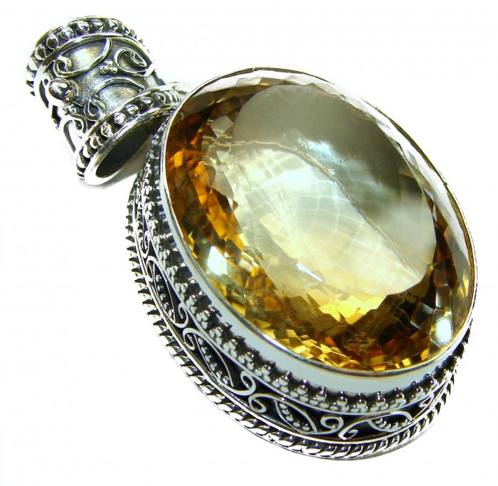 Vintrage Design 37.3 carat Lemon Quartz .925 Sterling Silver handcrafted pendant - photo 1