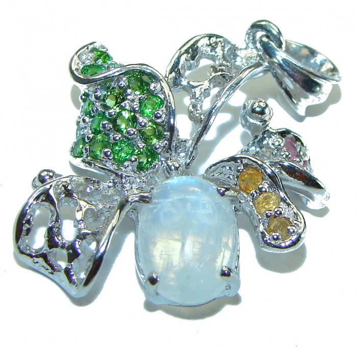 Genuine Rainbow Moonstone .925 Sterling Silver handcrafted pendant - photo 2