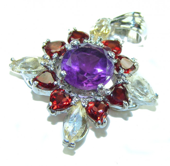 Vintage Design 15.2 CARAT Amethyst .925 Sterling Silver handcrafted Pendant - photo 2