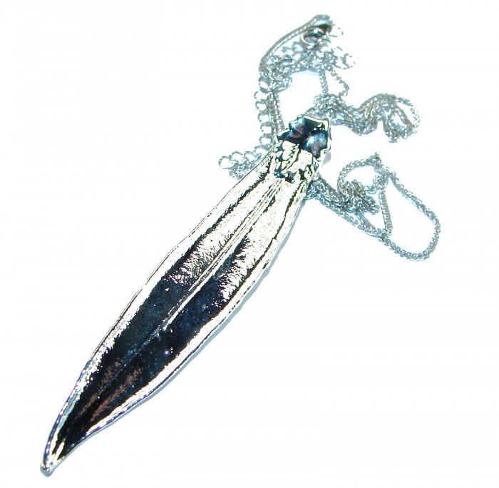 Stylish REAL Leaf dipped in & .925 Sterling Silver Pendant - photo 2