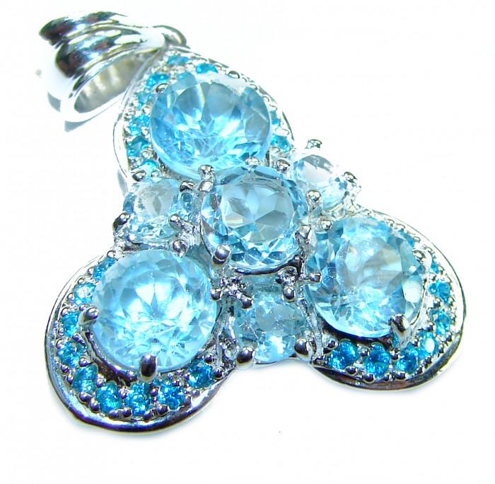 Angel - 11.4 carat Swiss Blue Topaz .925 Sterling Silver handcrafted pendant - photo 3