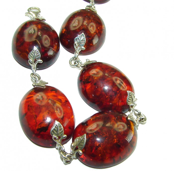 Cognac Color Beautiful Amber .925 Sterling Silver handcrafted Bracelet - photo 2