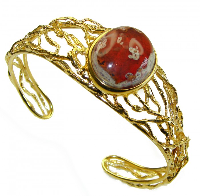 Arizona Sunset Mexican Opal handmade 14K Gold over .925 Sterling Silver Bracelet / Cuff - photo 3