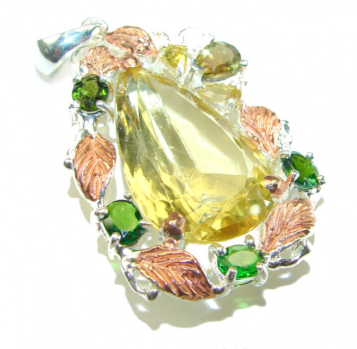 Authentic Golden Lemon Quartz .925 Sterling Silver handmade Pendant - photo 1
