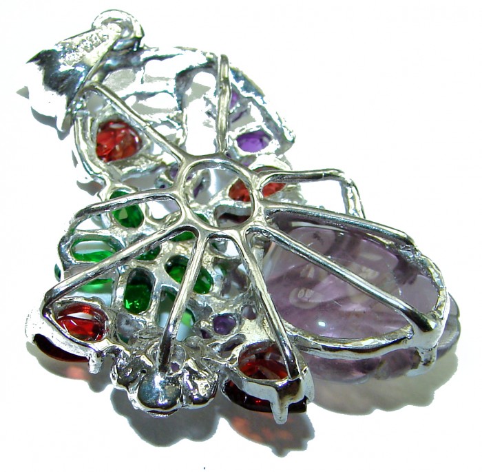 Vintage Design carved Amethyst .925 Sterling Silver handcrafted Pendant - photo 1