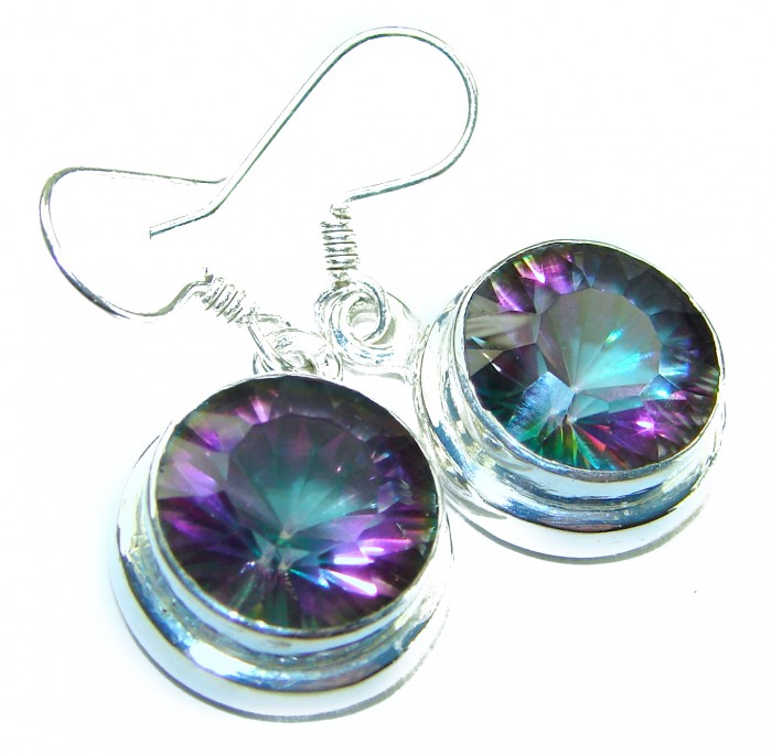 Mystical Eye Rainbow Magic Topaz .925 Sterling Silver earrings - photo 3
