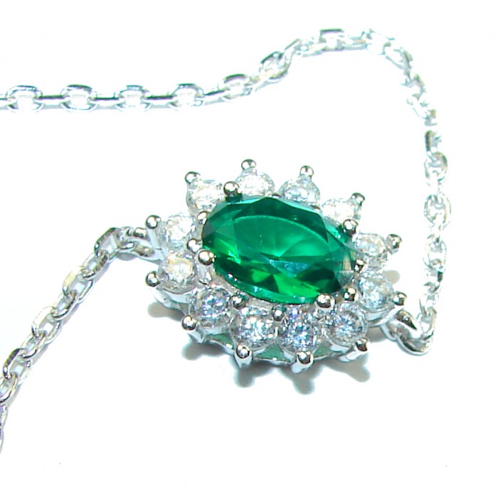 Natural Chrome Diopside .925 Sterling Silver handcrafted Bracelet - photo 1