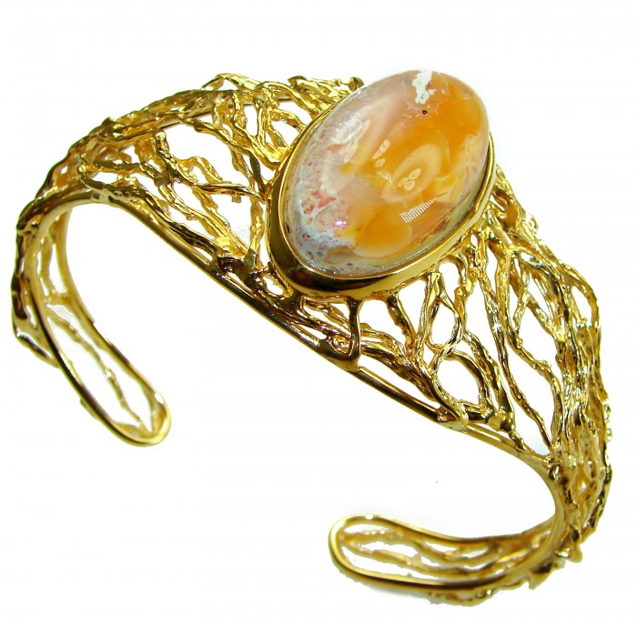 Authentic Mexican Opal handmade 14K Gold over .925 Sterling Silver Bracelet / Cuff - photo 3