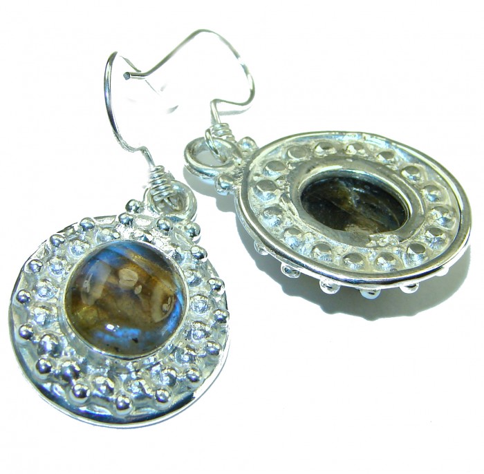 Perfect genuine Labradorite .925 Sterling Silver handmade earrings - photo 1