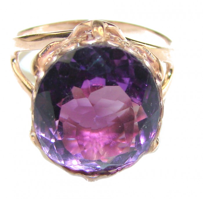 Purple Amethyst 14K Rose Gold over .925 Sterling Silver Handcrafted Ring size 8 1/2 - photo 3