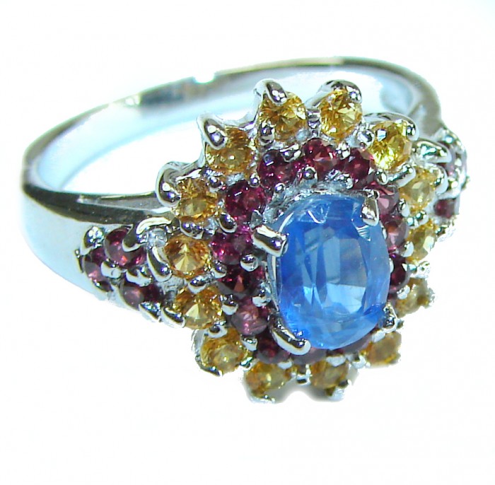 Authentic 3.5 carat Kyanite .925 Sterling Silver handcrafted Ring size 8 - photo 3